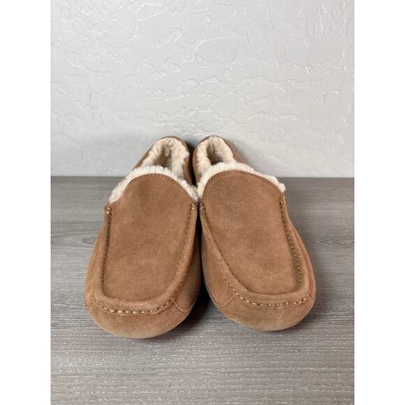 UGG Ascot Mens Slippers Loafer Size 10 Chestnut Suede Sheepskin Slip On - Picture 3 of 8